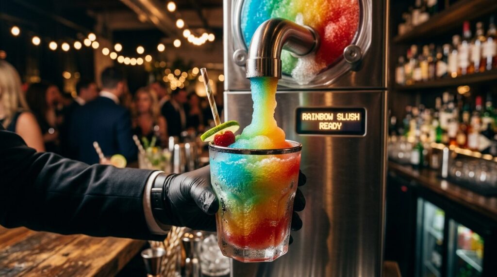 Close-up professional shot of a vibrant rainbow-colored slus