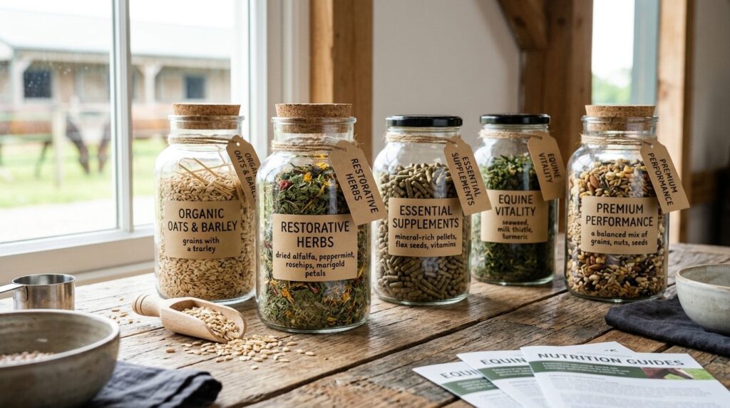 Close-up professional image of premium horse feed ingredient
