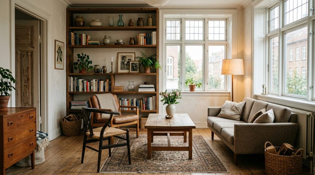 Interior lifestyle photograph of a cozy Copenhagen vintage h